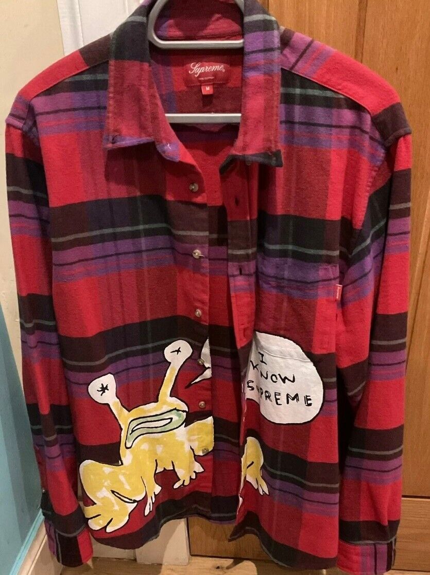 SS20 Supreme x Daniel Johnston plaid shirt red M Medium I KNOW Supreme  flannel