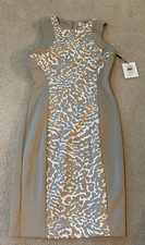 NWT Calvin Klein Tan/White Dress Size 4 Retail 134