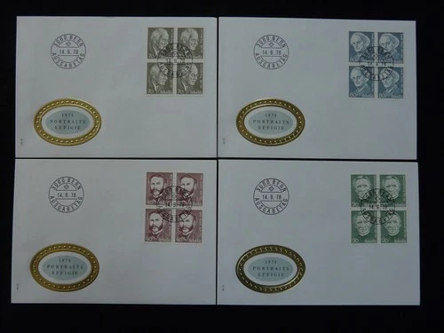 portraits of celebrities set of 4 FDC Switzerland 1978 (block of 4)