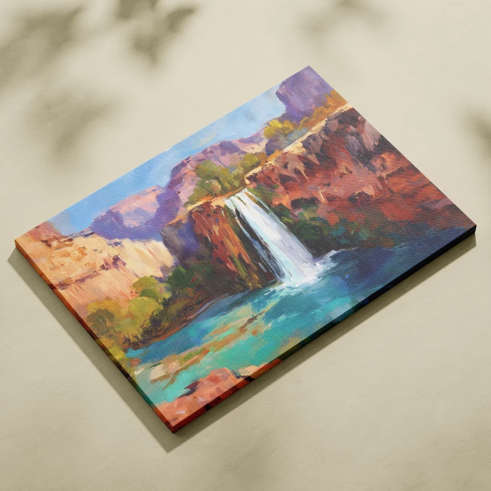 Impresión en lienzo de Havasu Falls - Arte de pared de paisaje de cascada de Arizona, listo para colgar Foto 2 de 4