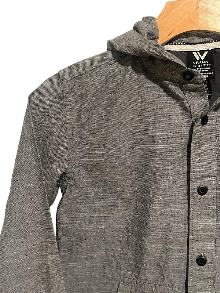 Camisa Shaun Blanca Con Capucha Abotonada Niños Talla S 6/7 Bray Manga Larga Bolsillos Foto 2 de 4