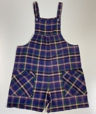 Vintage Plaid Overall Shorts Sz S Retro Beach Picnic Cottagecore USA 90s