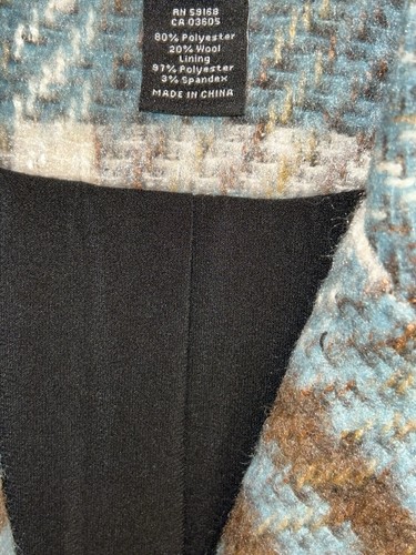 New Karen Kane Wool-Blend Plaid Jacket/Blazer Multicolor Women’s Size S - Picture 3 of 13