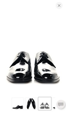 Saint Laurent Patent Calfskin Mens Wyatt Derby Lace Up Shoes 45 Black