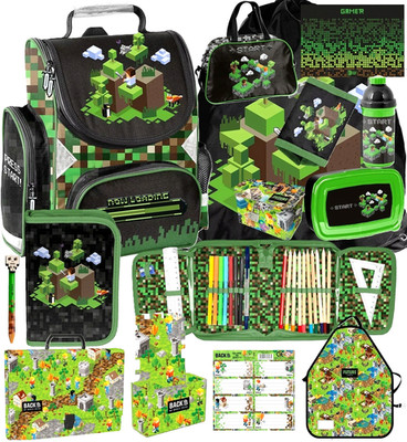 MINECRAFT Schulranzen Set 14in1 Ranzen Federmäppchen Turnbeutel PIXEL GAME fur