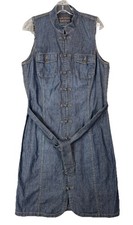 Ralph Lauren Jeans Co Womens 12 Belted Denim Midi Dress 90s Heritage Utility NEW
