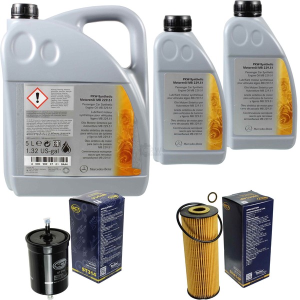SCT Inspektionspaket 7L MB 5W-30 229.51 FüR Mercedes W202 C 180 R170 230 200-image