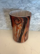 Large Gorgeous Mid Century Modern Glass Vase 10.5  Orange,Brown,Black Abstract