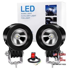 Motorcycle Led Driving Lights, 2 Inch Round LED Pods Spotlights Front Fog White