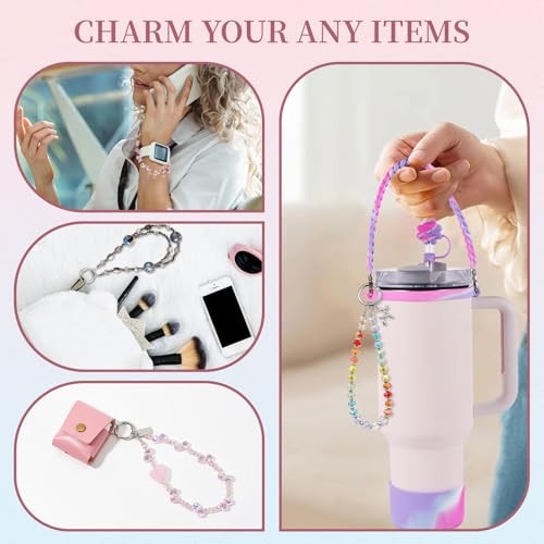 Crystal Beaded Phone Wrist Strap for Women,Phone Charm Wrist Straps-20 - Photo 6 sur 6