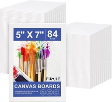 FUMILE Canvas Boards for Painting 5x7 Inch, 84 Pack Small 5x7in, White 
