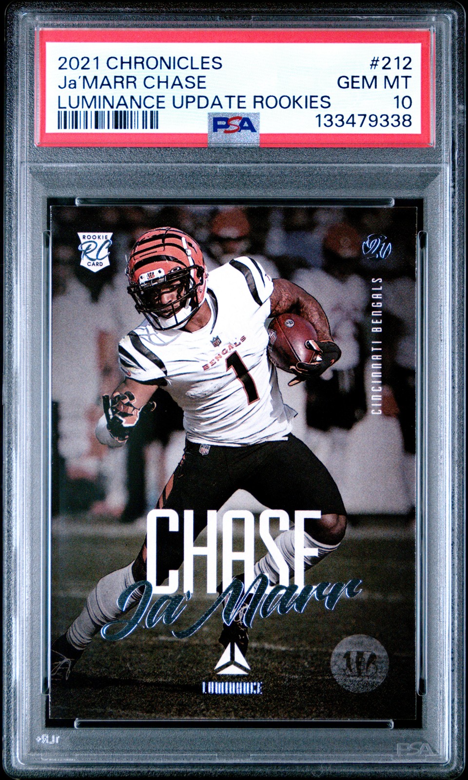 2021 PANINI CHRONICLES LUMINANCE UPDATE ROOKIES #212 JA’MARR CHASE RC PSA 10