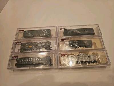 Lot Of 6 N Scale Atlas Freight Cars Kadee-type Couplers Clinchfield, NS, ACL, 
