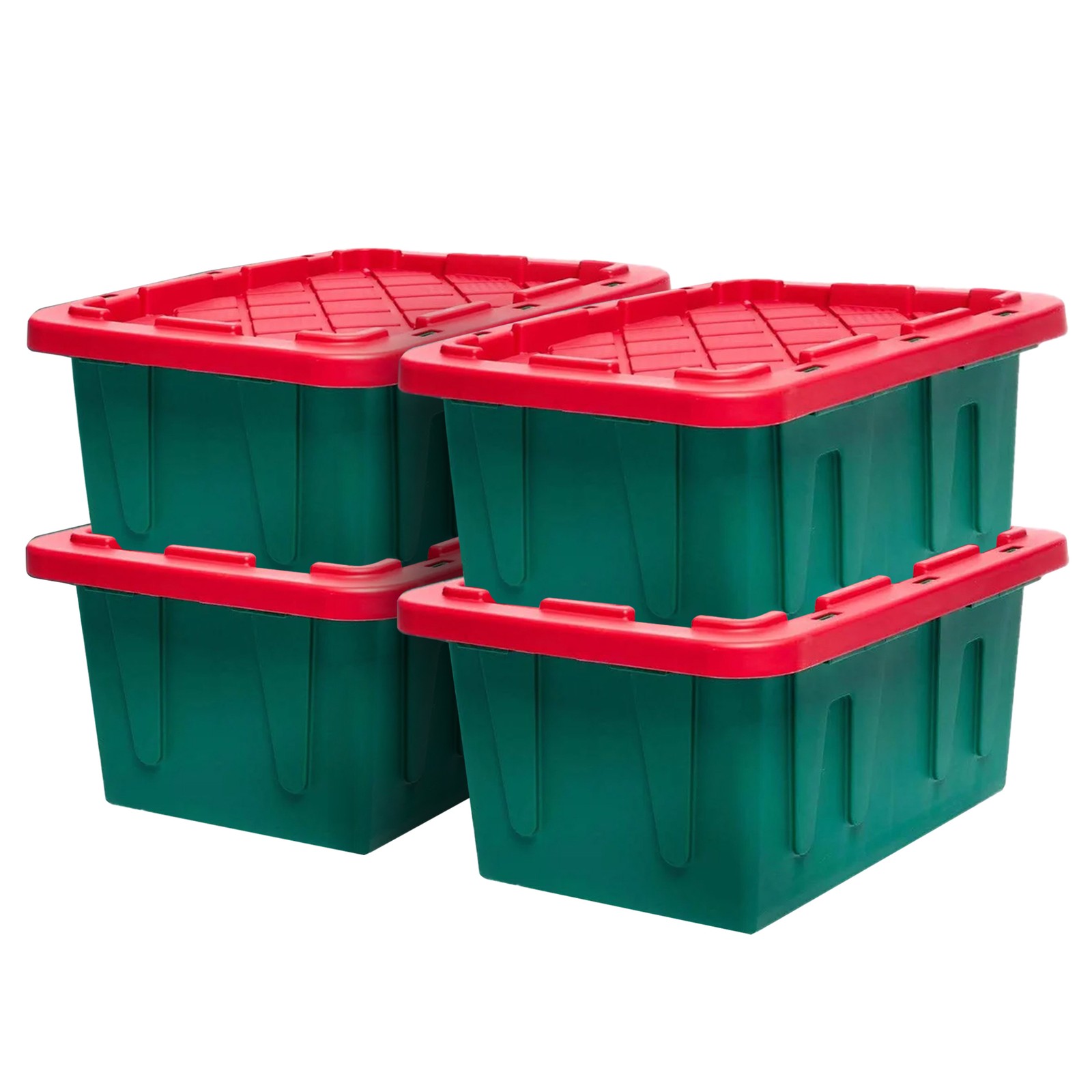 HOMZ Durabilt 15-Gallon Holiday Storage Tote, Green Base & R