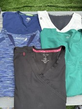 Lot Of 5 Size Small Women s Scrub Tops Various Styles And Brands 3 Pants