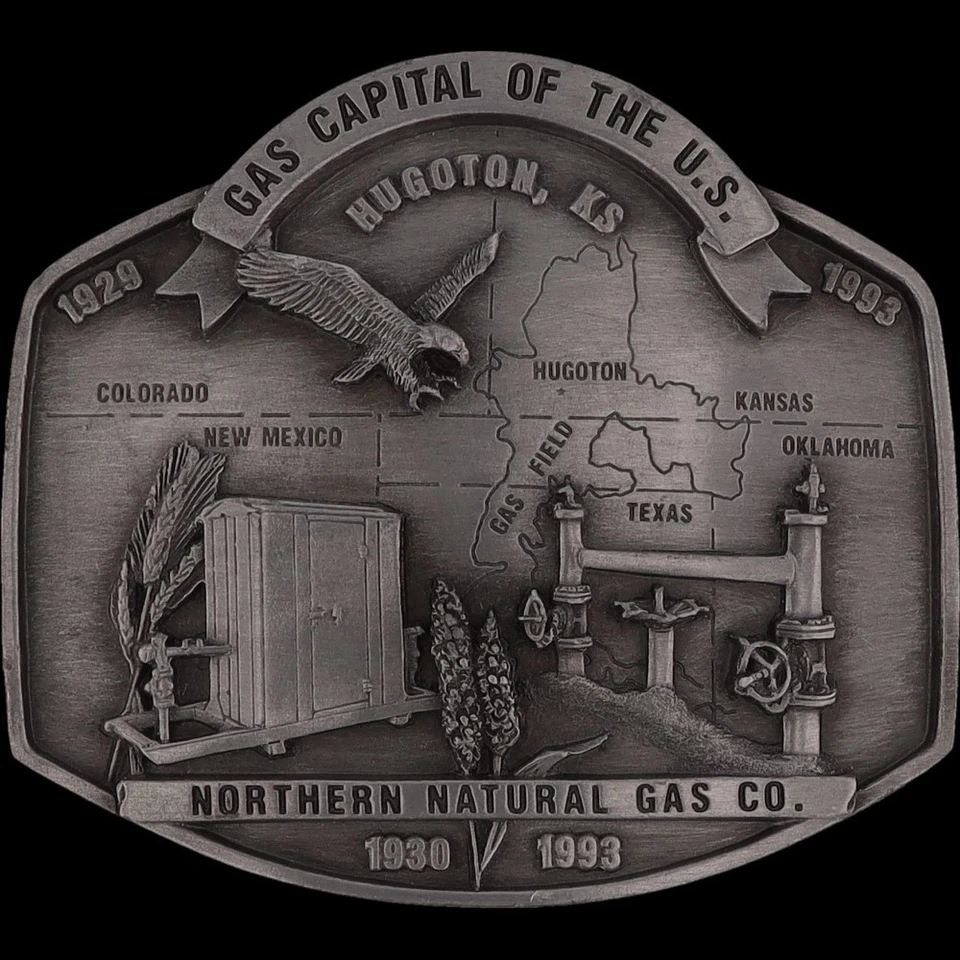 Nuevo Hugoton Kansas Northern Gas Natural Oilfield Nos Vintage Hebilla de Cinturón Foto 3 de 4