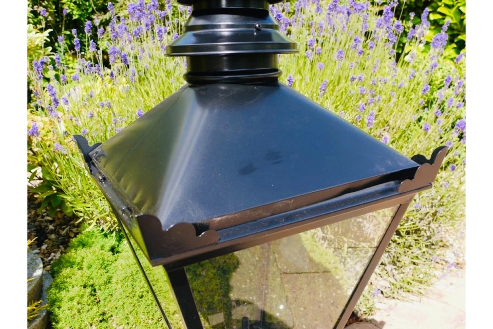 Black Victorian Garden Street Post Lamp 90cm Vintage Lantern Top Metal Light - Image 3 of 4