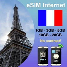 France eSIM – Mobil Data Only – No Contract – 5G – Instant QR Activation