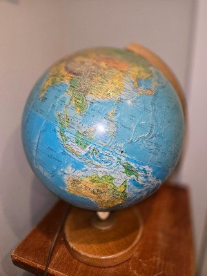 Illuminated World Globe for Kids & Adults All Ages with Wooden Stand