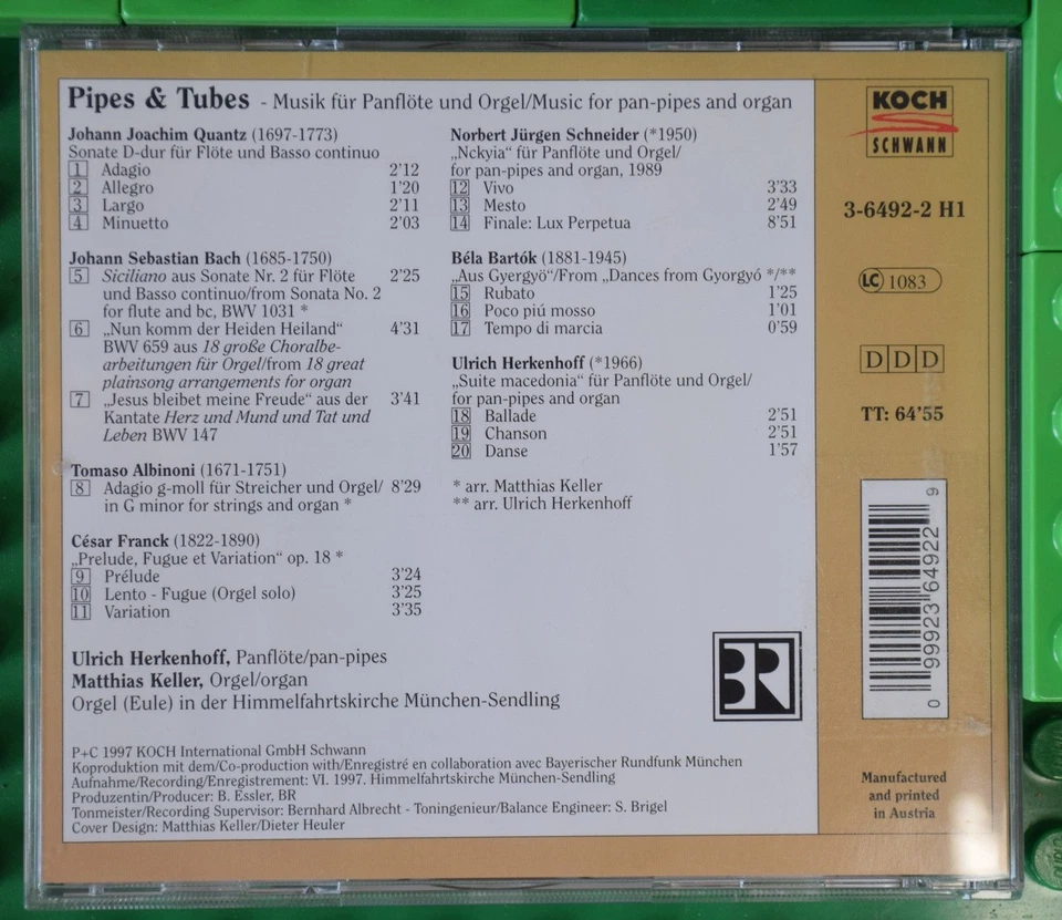 Ulrich Herkenhoff - The Art of Pan - Pipes & Tubes - Koch Schwann - CD - Bild 2 von 4