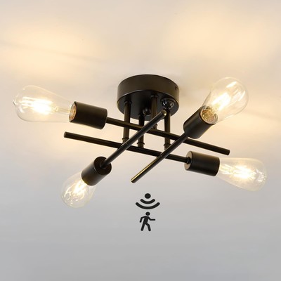 ZGLAOJT Indoor Ceiling Light with Motion Sensor 4 Light Semi Flush Mount Ceil...
