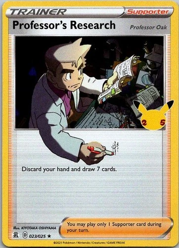 2021 Professor's Research (Professor Oak) 023/025 Holo Rare Celebrations Pokemon - product listing photo