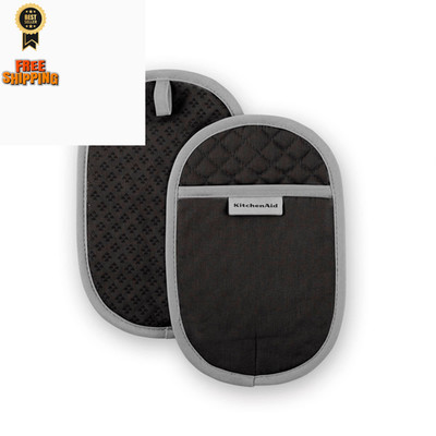 KitchenAid Asteroid Pot Holder 2-Pack Set, Black, 6.5''x10'' 6.5''x10'', Black 