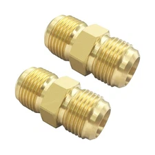 2 PCS Propane Gas Fitting Adapter 5/8 Male Flare Brass Tube Connector Part