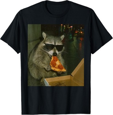 Funny Team Raccoon Eating Pizza Animal Meme Unisex T-Shirt