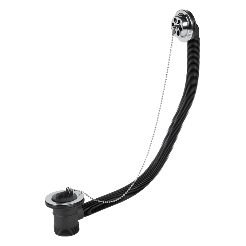 Wirquin MacDee 1.5"" Inch Bath Brass Waste with Metal Plug & Chain WHO31CP Chrome
