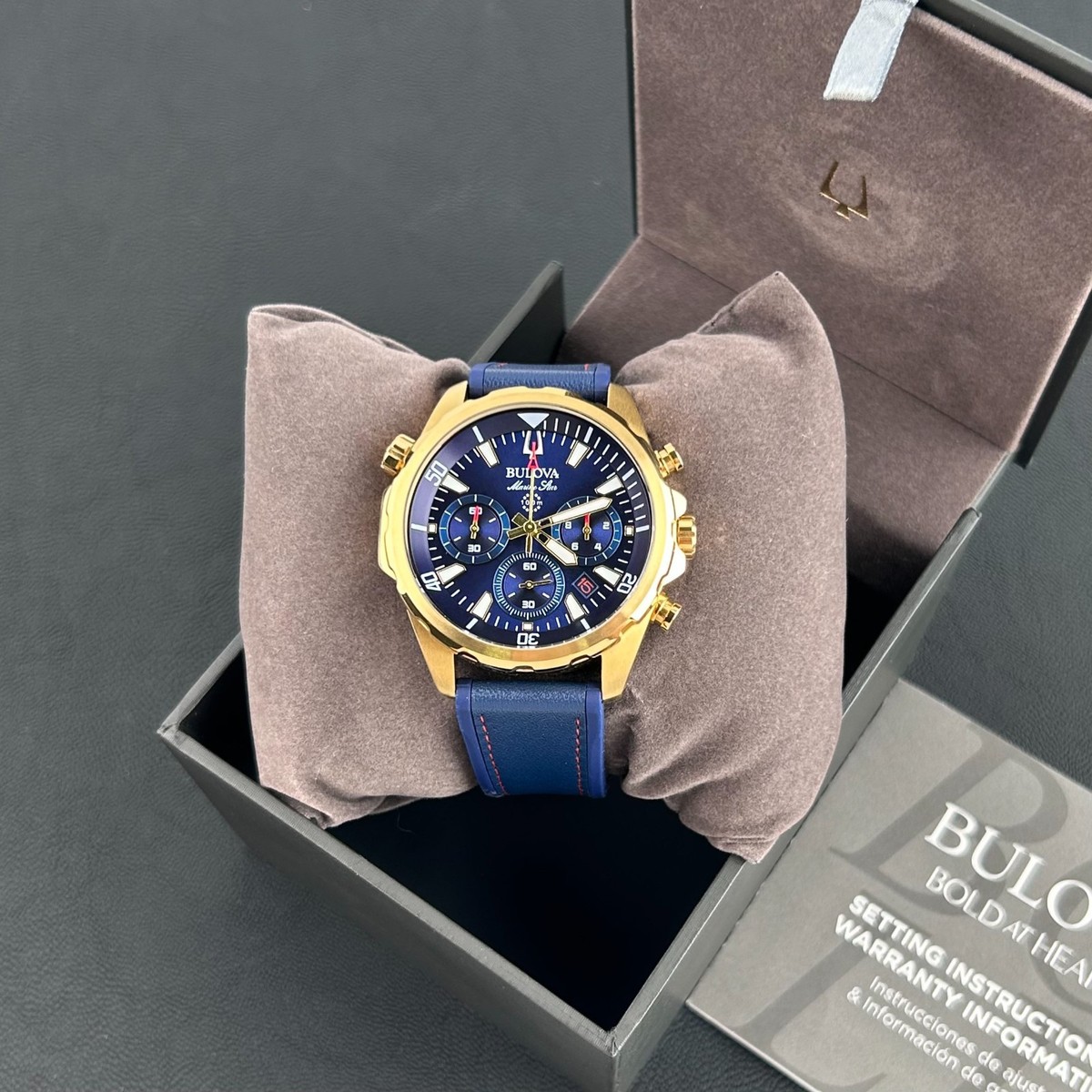 Bulova 97B168 Marine Star Blue Dial Rubber Strap Men's Chronograph