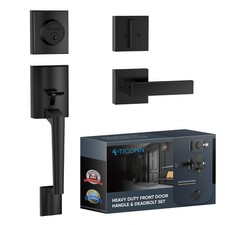 Front Door Handle Set Heavy Duty Square Door Lever Single Cylinder Deadbolt Co