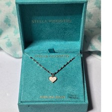 Stella Picciotto Boston 925 Silver Vintage Necklace Rainbow Opal Heart Charm NWT