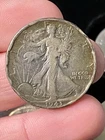 1943 50C Walking Liberty Half Dollar, Toned With Hammered Edges