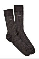 BOSS Hugo Boss Mens Mercerized Cotton Socks-Mini Pattern/Logo-Black-US 7-13-NWT-