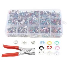 200 Sets 9.5mm Multicolor Stainless Steel Snaps Fasteners Kit Hollow Press Tool