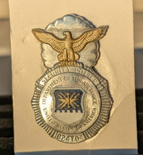 USAF Air Force security forces SP mini metal pin vintage white, blue and gold