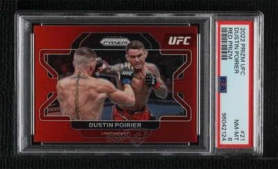 2022 Panini Prizm UFC Red Prizm 5/299 Dustin Poirier #21 PSA 8 3hd