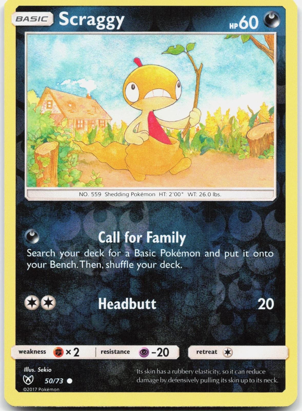 Scraggy 50/73 Common Shining Legends Pokemon Reverse Holo Near Mint