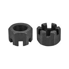 2-pack M24x1.5 slotted hex castle nuts, blackened steel