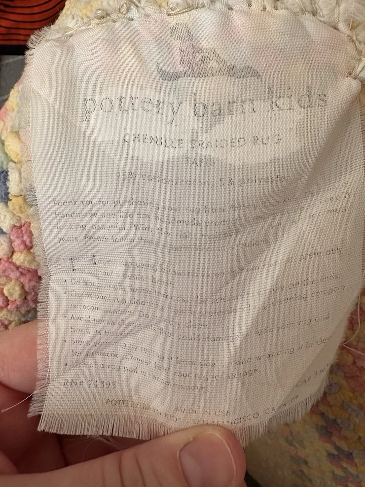 Alfombra de chenilla Pottery Barn trenzada ROSA arco iris pastel cabaña alfombra ovalada *LEER Foto 4 de 4