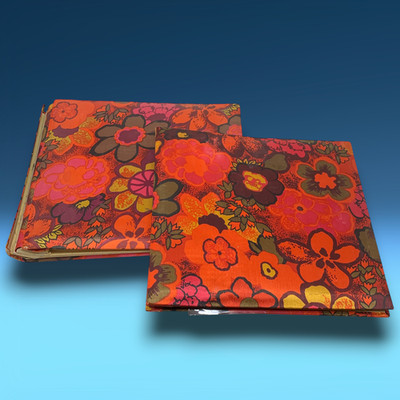 Lot 2 x Vintage 70's Photo Album Binder Satin Floral Cover Mod Hippie Empty READ