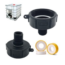 2PCS 275 330 Gallon IBC Tote Water Tank Adapter 2"NPT-Fine Thread, Black