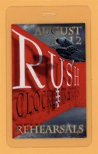 Rush 2012 Clockwork Angles Tour Rehearsals Laminated Backstage Pass