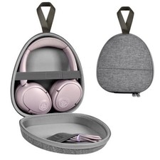 Universal Headphone Case with Secure Strap and Cable Pocket Fits Most Gray