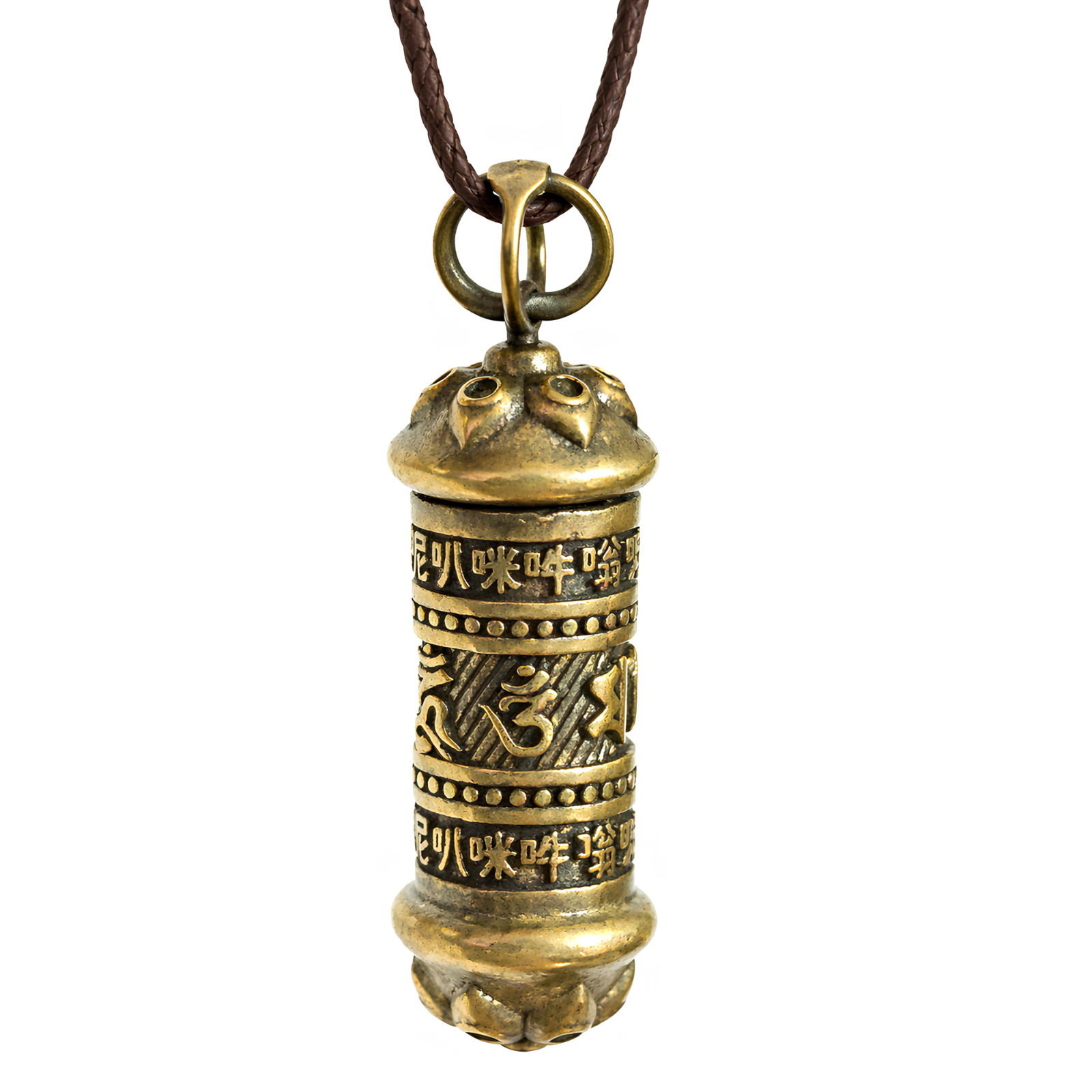 Tibetan Prayer Wheel Pendant Om Mani Padme Hum Buddhist Mantra Necklace & Box