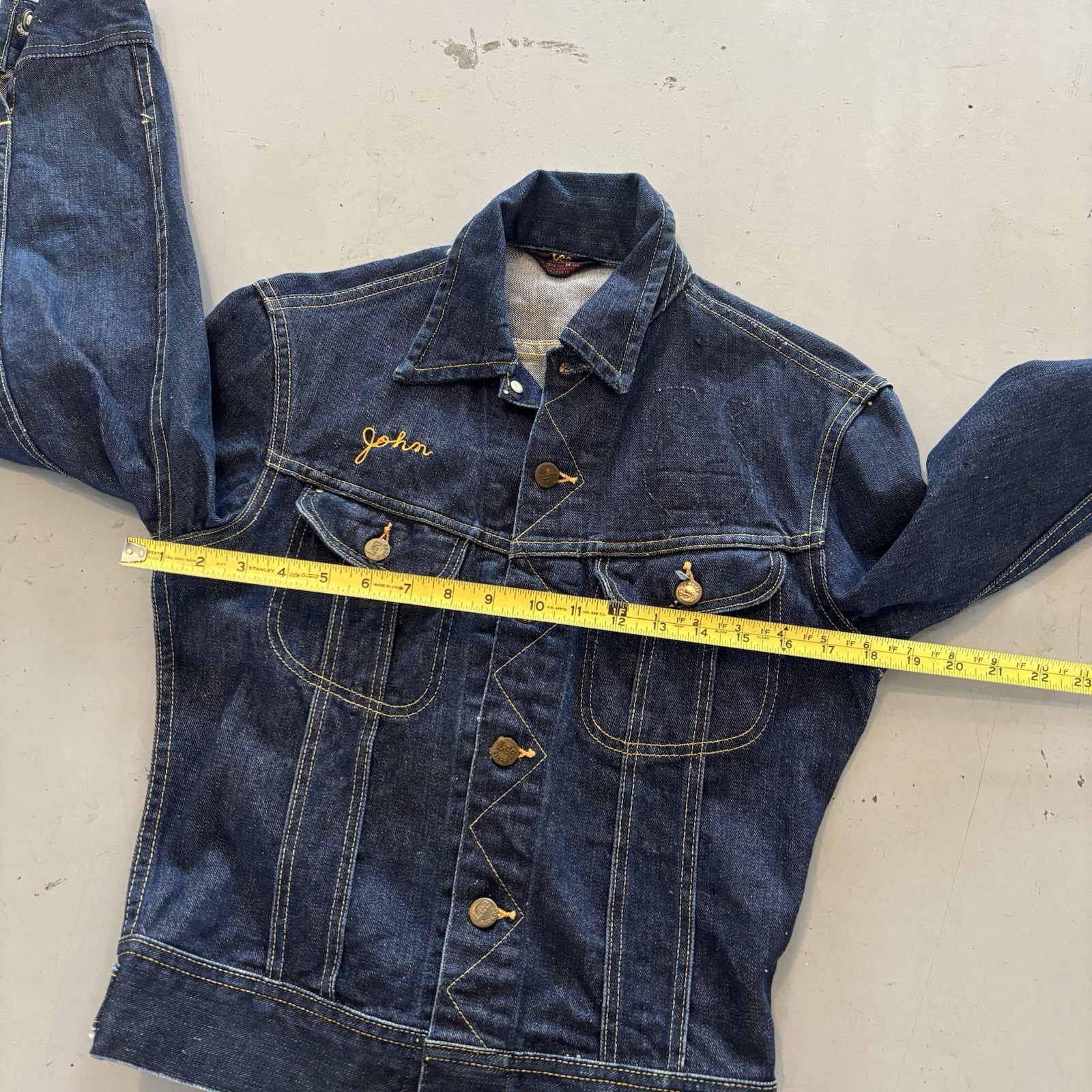 RARE dark vintage 1950’s lee 101-j denim trucker jacket chainstitched FFA size S image 4