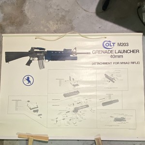 Colt M203 40mm Grenade Launcher Parts Diagram Poster 1987 48x36