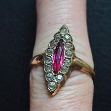 Bague vintage pierreries et métal argenté taille USA 9