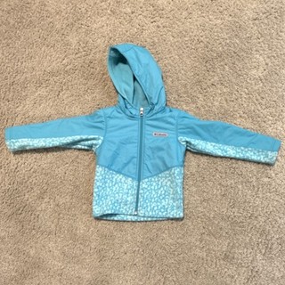 Columbia Hooded Full Zip Fleece Jacket Blue Animal Print Toddler 4T